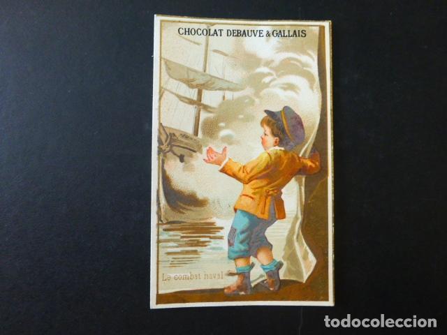 Colecionismo Cromos antigos: COMBATE NAVAL ANTIGUO CROMO SIGLO XIX