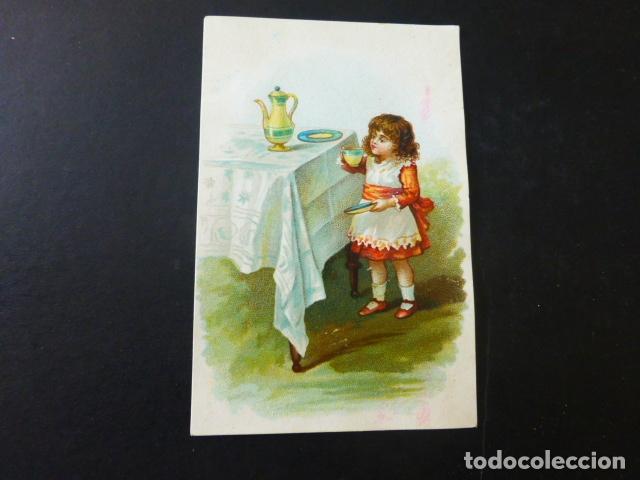 Colecionismo Cromos antigos: NI&Ntilde;A CON TAZA ANTIGUO CROMO SIGLO XIX