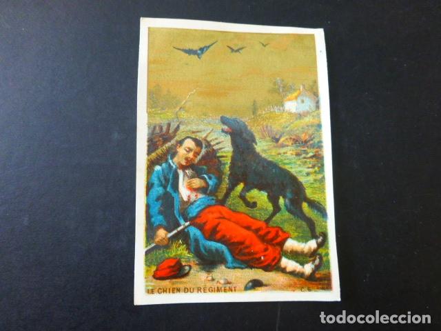 Colecionismo Cromos antigos: EL PERRO DEL REGIMIENTO ANTIGUO CROMO SIGLO XIX