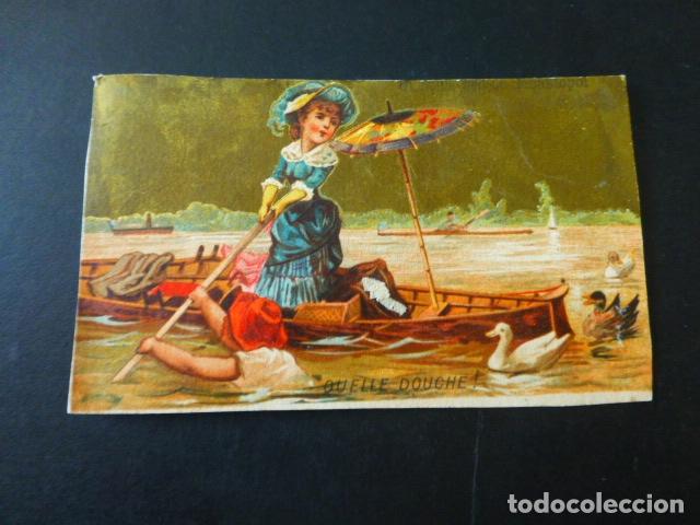 Colecionismo Cromos antigos: INCIDENTE EN BARCA ANTIGUO CROMO SIGLO XIX