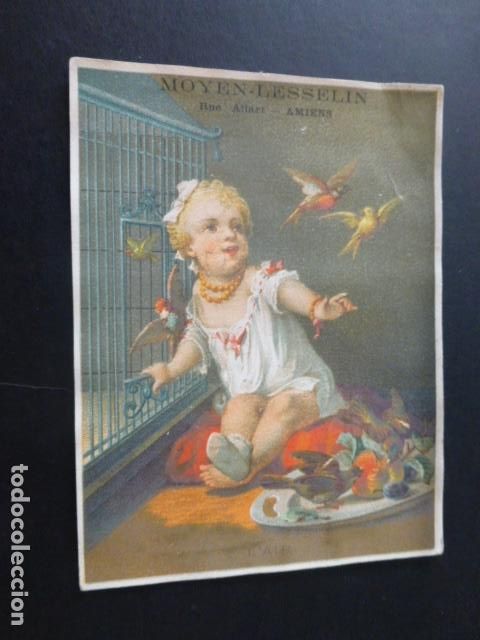 Sammeln alte Sammelbilder: NI&Ntilde;A CON PAJAROS CROMO SIGLO XIX