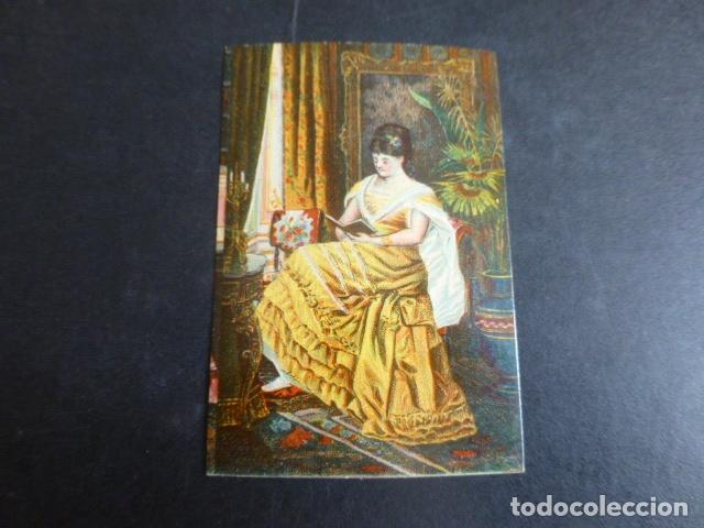 Coleccionismo cromos antiguos: DAMA LEYENDO CROMO SIGLO XIX - Foto 1