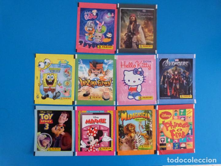 Coleccionismo cromos antiguos: LOTE DE 10 SOBRES PANINI VACIOS DE INAZUMA ELEVEN PHINEAS Y FERB TOY STORY 3 MINNIE LOTE 1