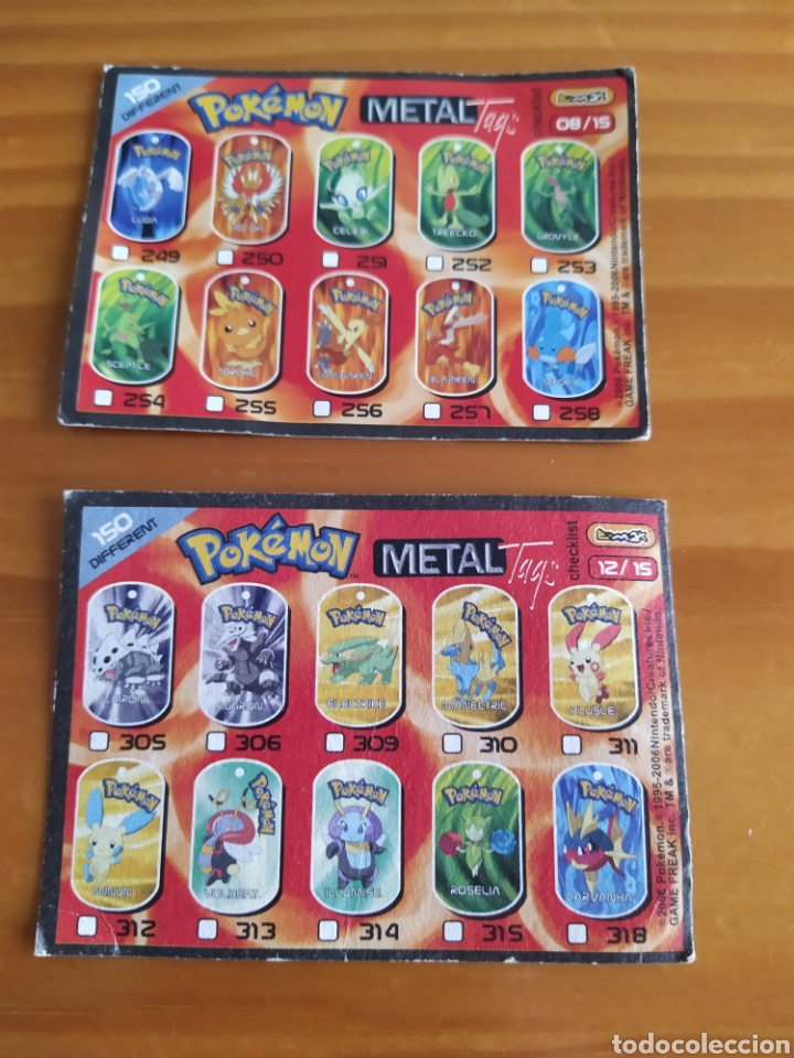 Collectionnisme Cartes &agrave; collectionner anciennes: Lote 2 cromo ckeck list.Pokemonetal tags E-MAX