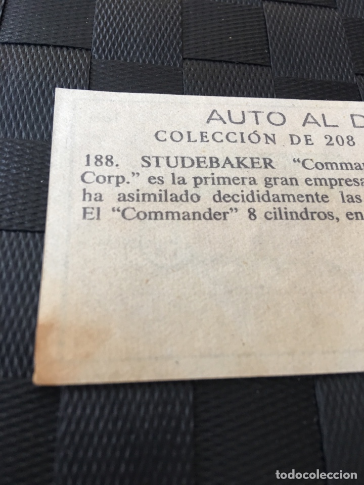Coleccionismo cromos antiguos: CROMO DE LA COLECCI&Oacute;N AUTO AL D&Iacute;A , N&Uacute;MERO 188 STUDEBAKER - Foto 3