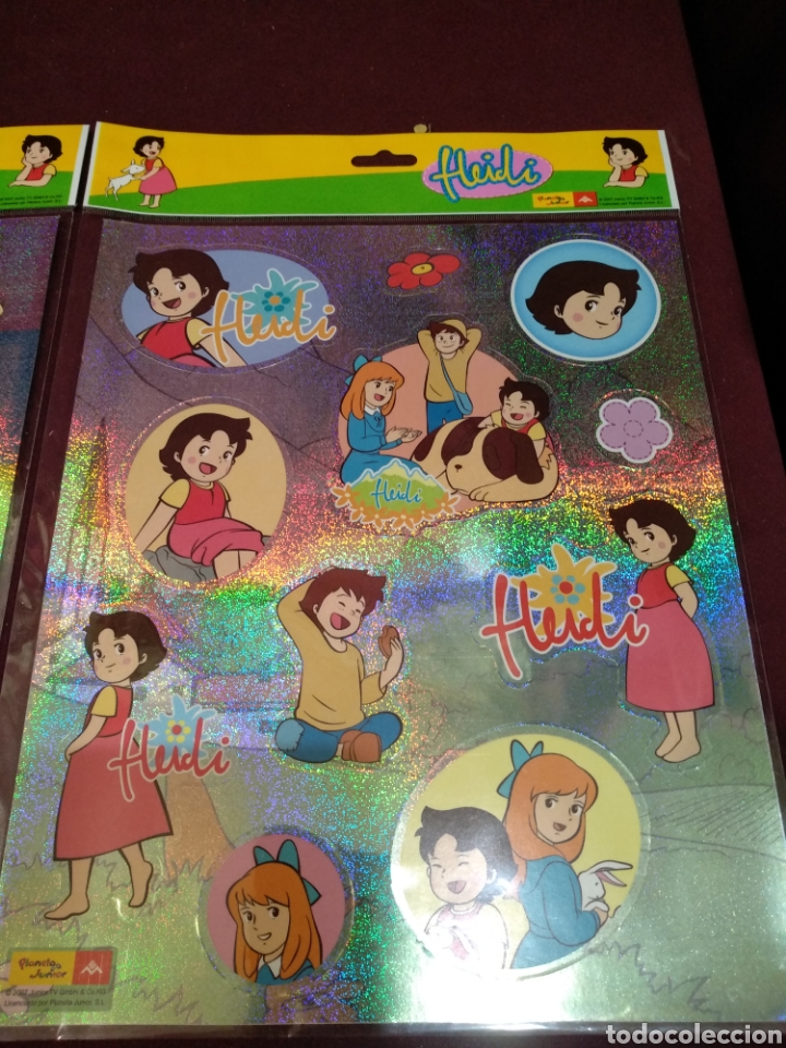 Coleccionismo cromos antiguos: 2 laminas de pegatinas Heidi. Planeta junior - Foto 2