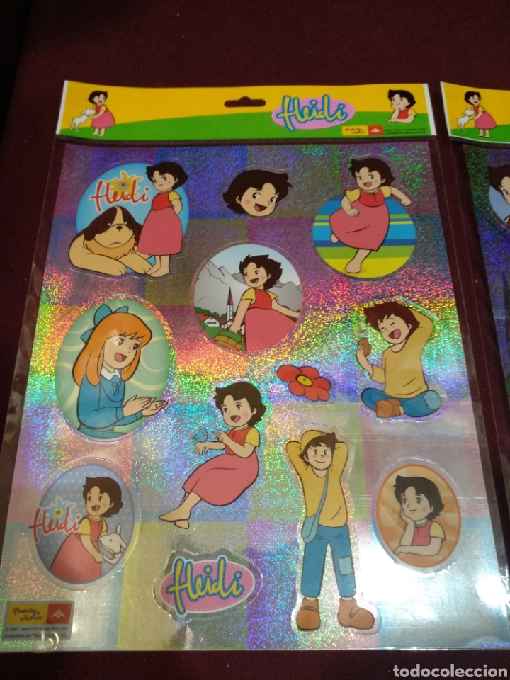 Coleccionismo cromos antiguos: 2 laminas de pegatinas Heidi. Planeta junior - Foto 3