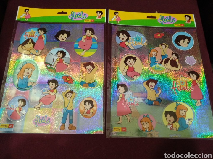 Coleccionismo cromos antiguos: 2 laminas de pegatinas Heidi. Planeta junior - Foto 1