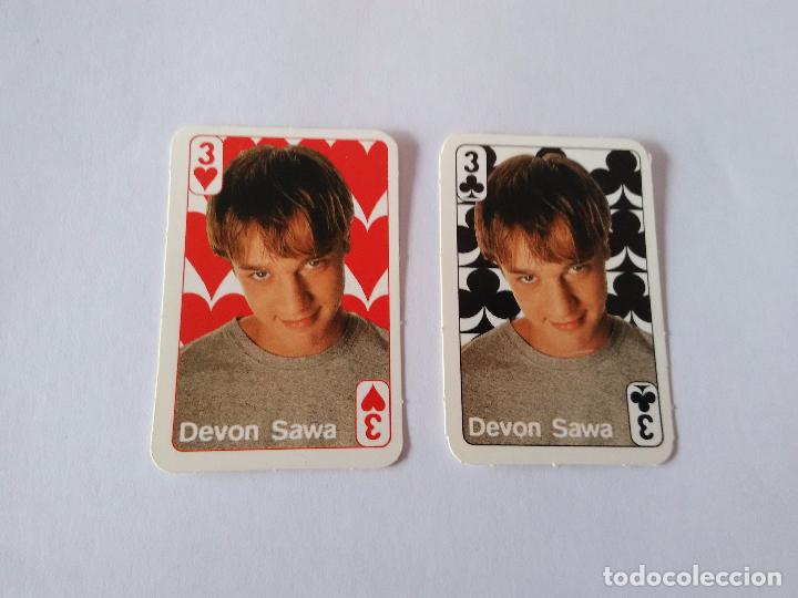 Coleccionismo Cromos antiguos: DEVON SAWA 3 CORAZONES ROJO Y 3 TR&Eacute;BOL NEGRO - LOTE 2 MINI CARTAS REVISTA SUPER POP A&Ntilde;OS 90