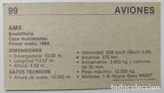 Coleccionismo cromos antiguos: CUSCO - AVIONES (1989) - N&ordm; 99 - AMX - Foto 2