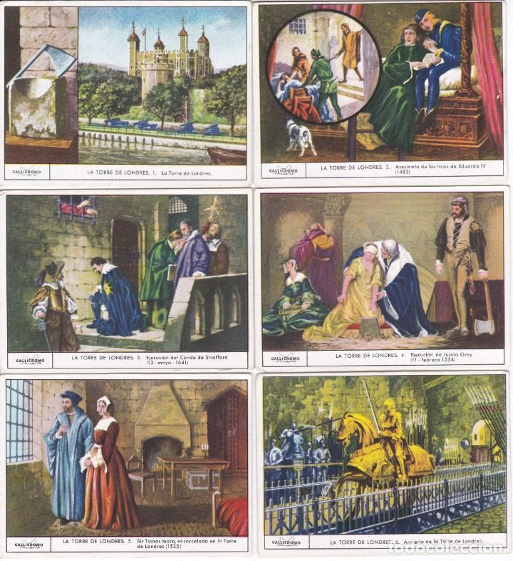 Coleccionismo Cromos antiguos: COLECCI&Oacute;N COMPLETA DE 6 CROMOS DE LA TORRE DE LONDRES (GALLICROMO) GALLINA BLANCA