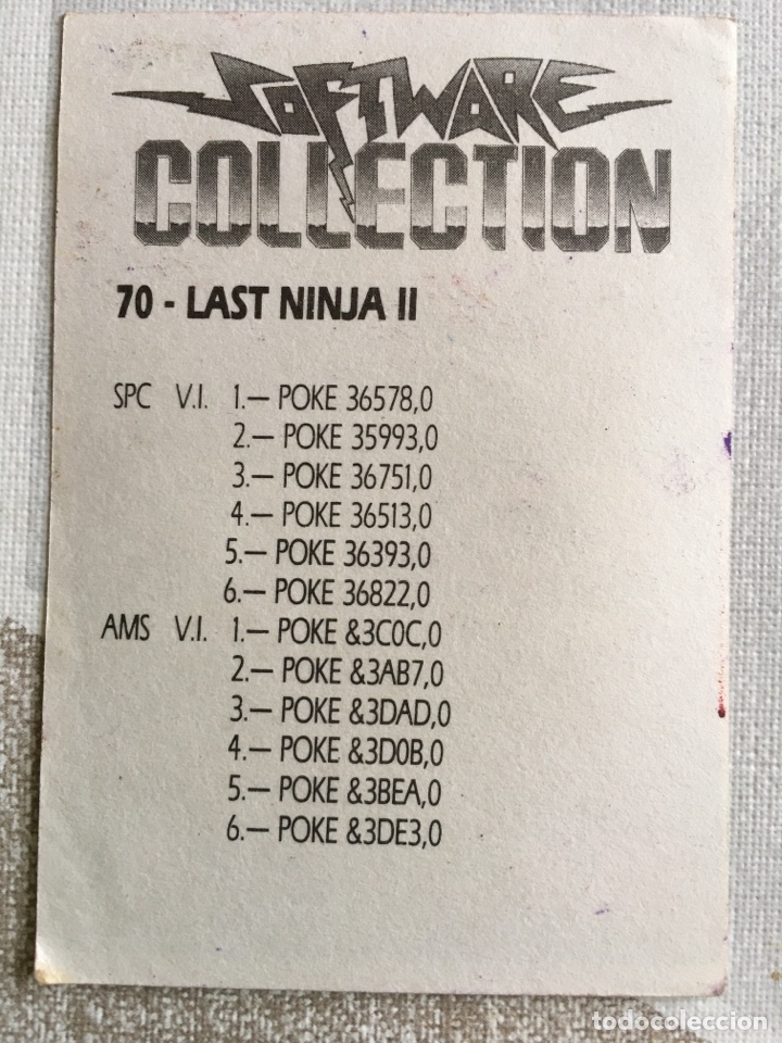 Coleccionismo cromos antiguos: SOFTWARE COLLECTION - N&Uacute;MERO 70 LAST NINJA II - Foto 2