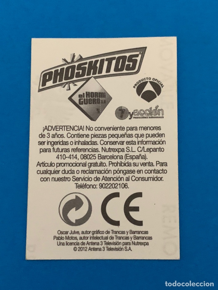 Coleccionismo cromos antiguos: Cromo Phoskitos El Hormiguero - Foto 2
