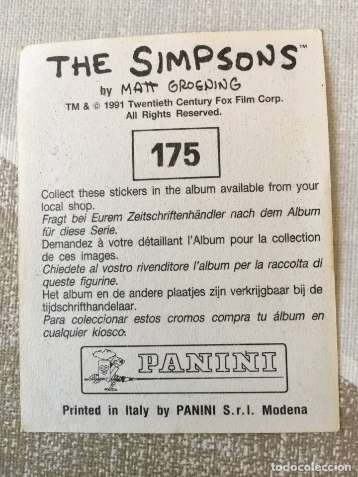 Coleccionismo cromos antiguos: THE SIMPSONS PANINI - NUMERO 175 - Foto 2
