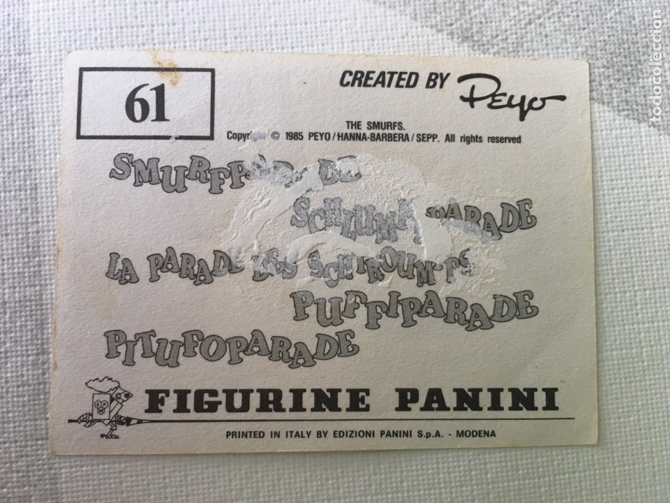 Coleccionismo cromos antiguos: PITUFOPARADE PANINI - Numero 61 LOS PITUFOS - Foto 2