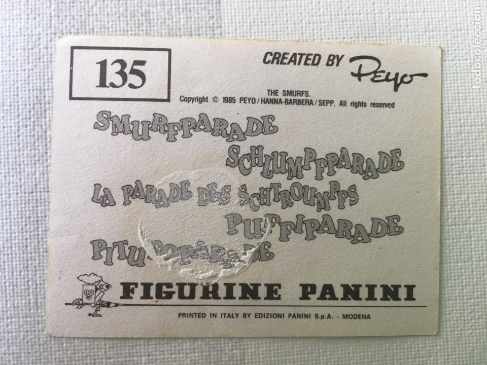 Coleccionismo cromos antiguos: PITUFOPARADE PANINI - Numero 135 LOS PITUFOS - Foto 2
