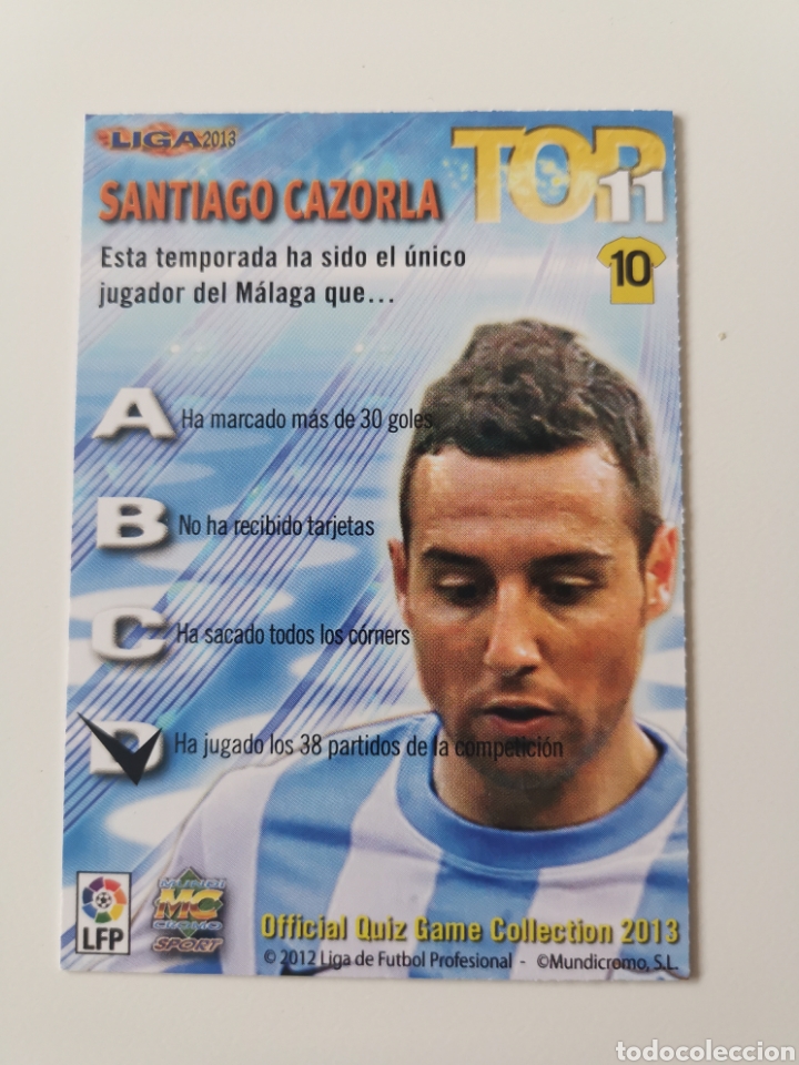 Coleccionismo cromos antiguos: Cazorla top 11 mundicromo 2012-2013 - Foto 2