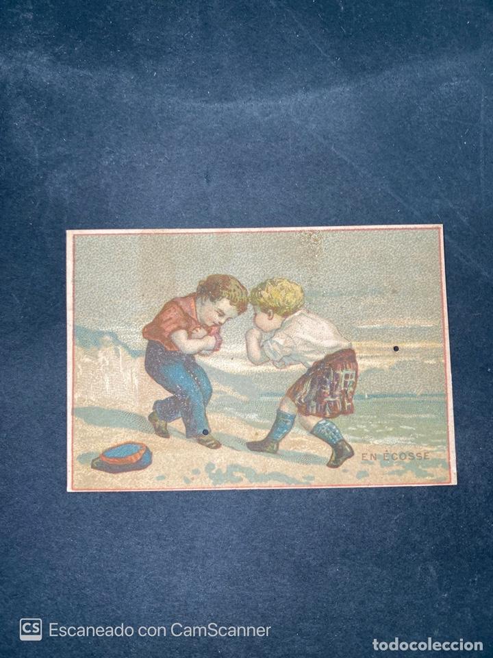 Sammeln alte Sammelbilder: ANTIGUO CROMO. NI&Ntilde;OS JUGANDO EN LA PLAYA. EN &Eacute;COSSE. VER FOTOS.