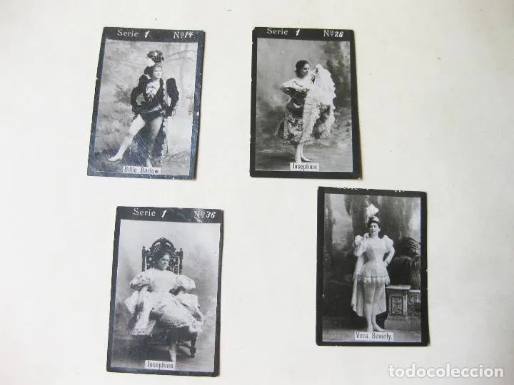 4 CROMO FOTOGRÁFICOS DE LA SERIE 1 DE PAPEL DE FUMAR O CAJA DE CERILLAS. ACTRICES