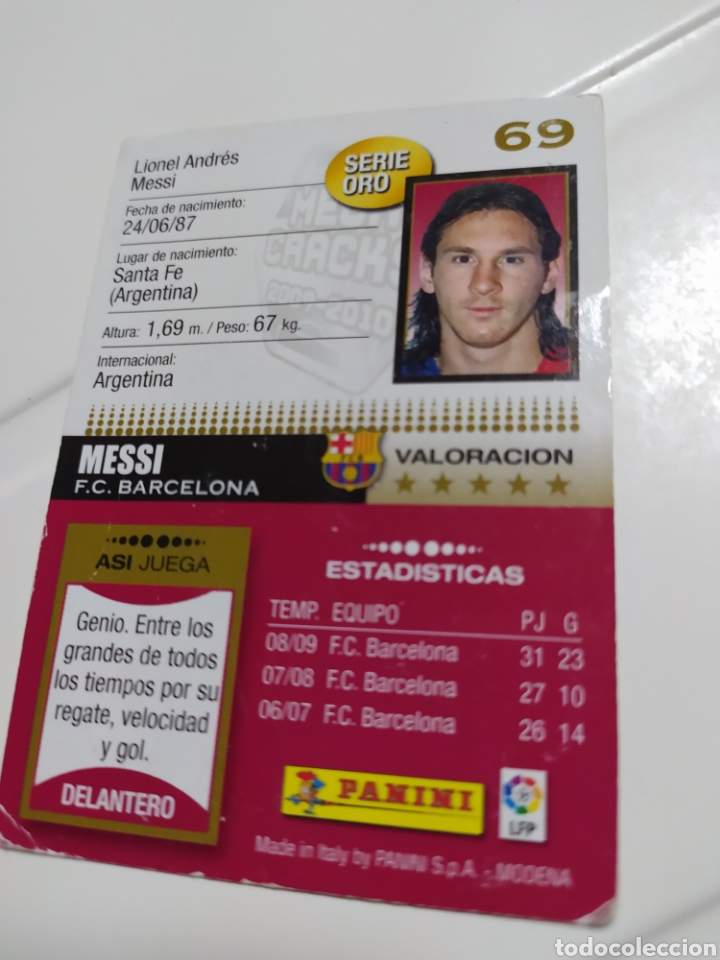 Coleccionismo cromos antiguos: Messi cromo mega cracks serie oro 2009/2010 - Foto 3