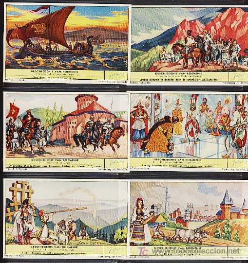 Coleccionismo Cromos antiguos: Serie completa de 6 cromos LIEBIG: Geschiedenis van Roemenie. Texto neerlandes