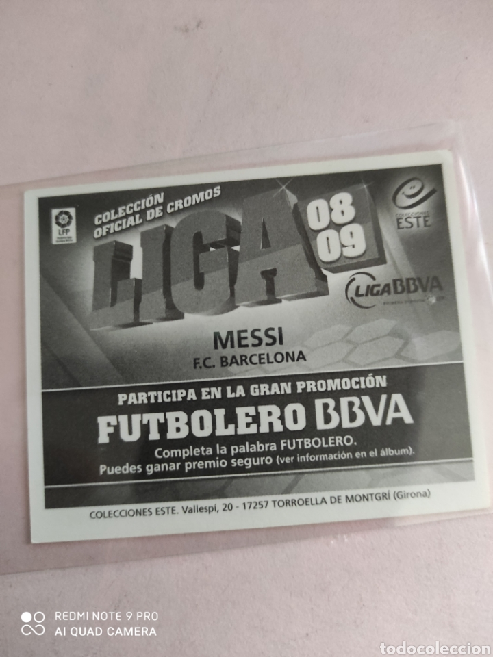 Coleccionismo cromos antiguos: Liga Este 08=09 Messi - Foto 2