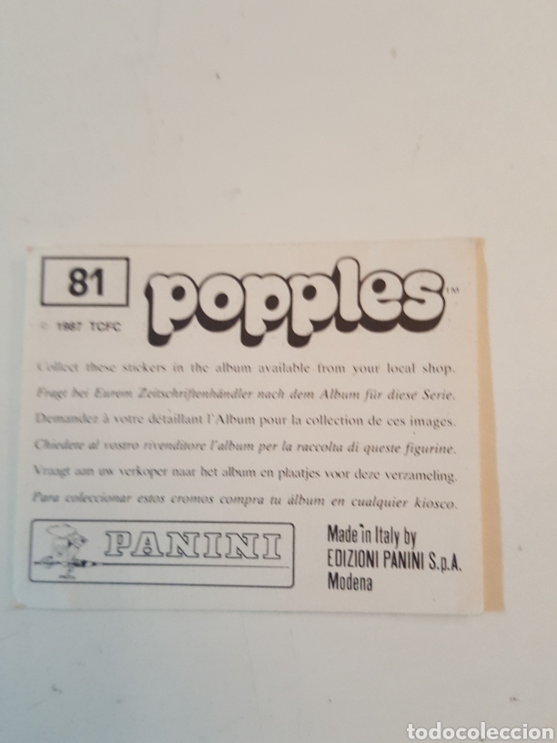 Coleccionismo cromos antiguos: Cromo Popples Panini 1987 N&deg; 81 - Foto 2