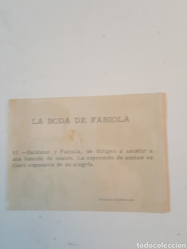 Coleccionismo cromos antiguos: Cromo La Boda de Fabiola Ediciones Mandolina N&deg; 81 - Foto 2
