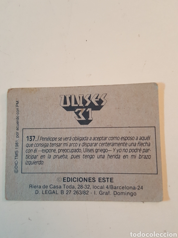Coleccionismo cromos antiguos: Cromo Ulises 31 Ediciones Este N&deg; 137 - Foto 2