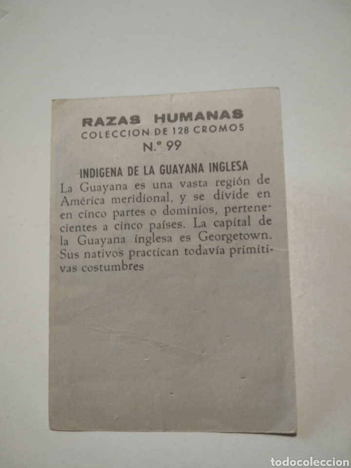 Coleccionismo cromos antiguos: Cromo razas humanas n99 - Foto 2