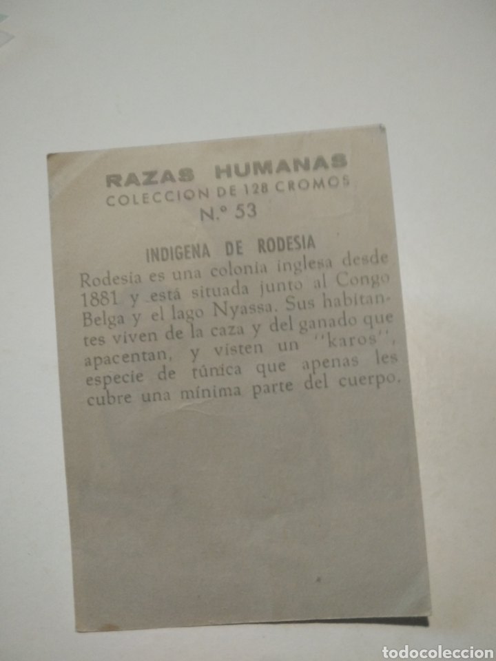 Coleccionismo cromos antiguos: Cromo razas humanas n53 - Foto 2