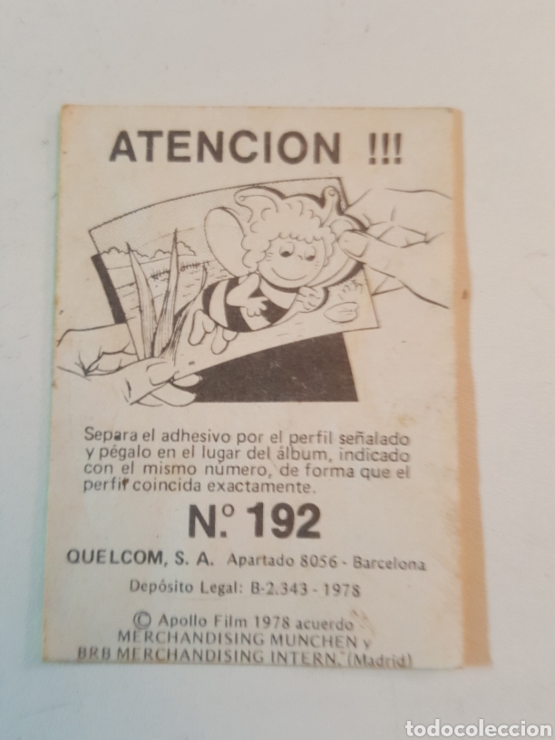Coleccionismo cromos antiguos: Cromo Abeja Maya Quelcom 1978 N&deg; 192 - Foto 2