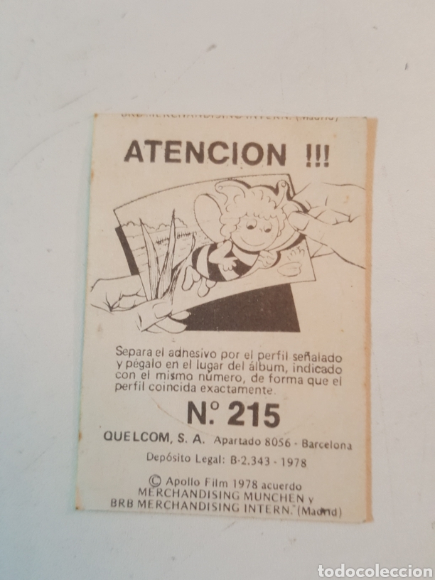 Coleccionismo cromos antiguos: Cromo Abeja Maya Quelcom 1978 N&deg; 215 - Foto 2