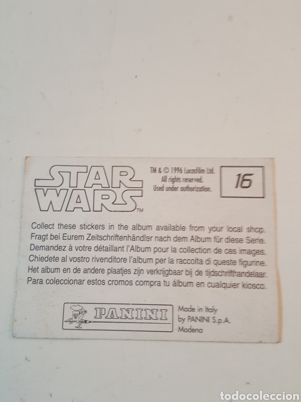 Coleccionismo cromos antiguos: Cromo Star Wars Panini 1996 N&deg; 16 - Foto 2