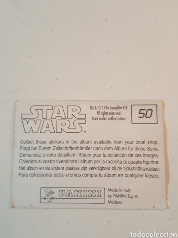 Coleccionismo cromos antiguos: Cromo Star Wars Panini 1996 N&deg; 50 - Foto 2