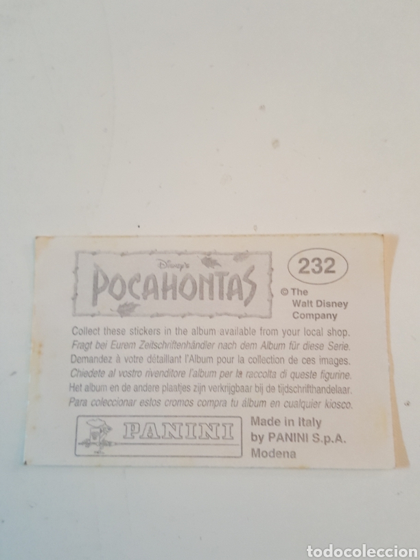 Coleccionismo cromos antiguos: Cromo N&deg; 232 Pocahontas de Panini - Foto 2