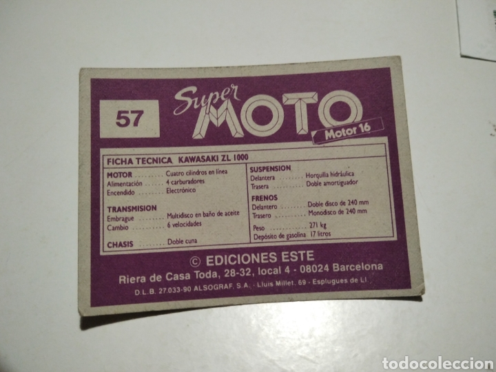 Coleccionismo cromos antiguos: Cromo s&uacute;per moto Kawasaki - Foto 2