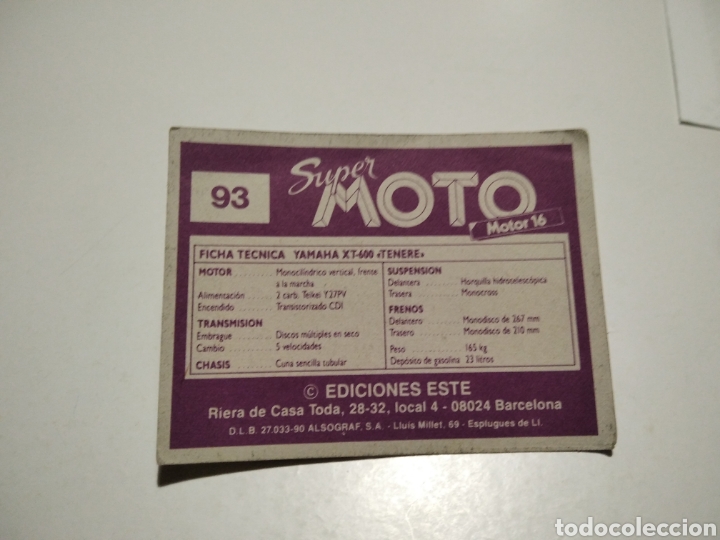 Coleccionismo cromos antiguos: Cromo s&uacute;per moto Yamaha - Foto 2