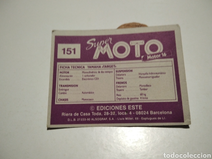 Coleccionismo cromos antiguos: Cromo s&uacute;per moto Yamaha, target - Foto 2