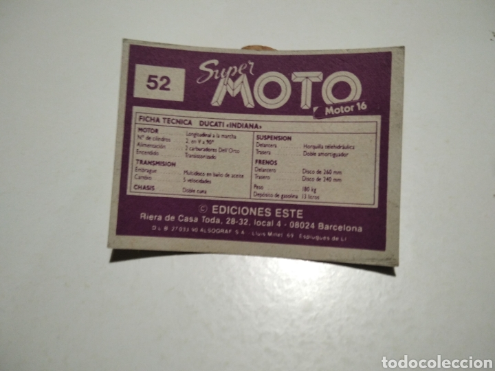Coleccionismo cromos antiguos: Cromo s&uacute;per moto Ducati - Foto 2