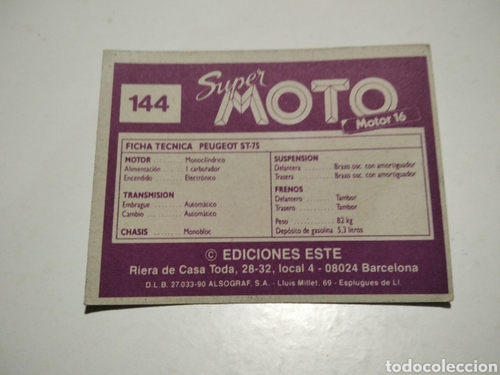 Coleccionismo cromos antiguos: Cromo super moto Peugeot - Foto 2