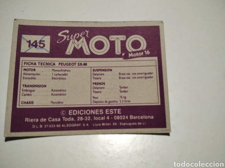 Coleccionismo cromos antiguos: Cromo super moto Peugeot - Foto 2