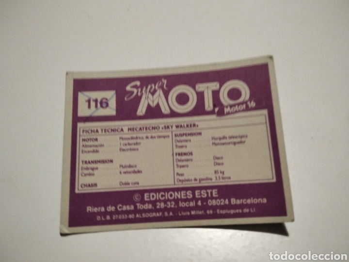 Coleccionismo cromos antiguos: Cromo super moto mecatecno - Foto 2