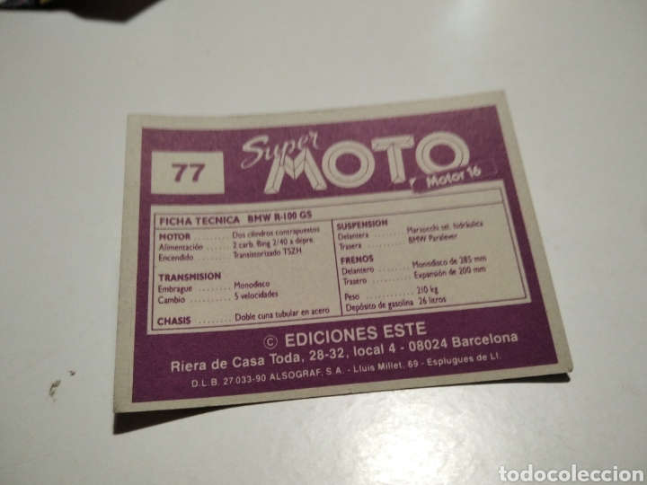 Coleccionismo cromos antiguos: Cromo super moto BMV - Foto 2