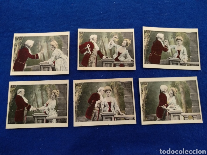 Coleccionismo cromos antiguos: Antigua colecci&oacute;n de 6 cromos . Fototipias. Dama y gal&aacute;n .