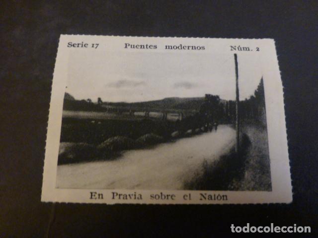 Coleccionismo Cromos antiguos: PRAVIA ASTURIAS PUENTE SOBRE EL NALON ANTIGUO CROMO A&Ntilde;OS 30