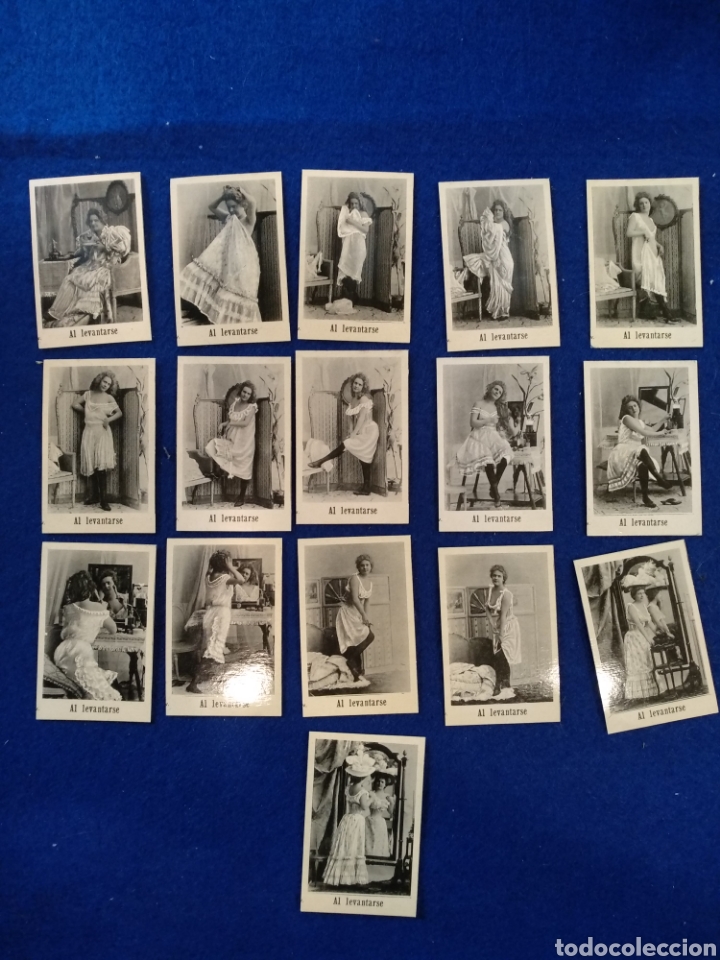 Coleccionismo cromos antiguos: Antigua colecci&oacute;n de 16 cromos. Fototipias ( AL LEVANTARSE)