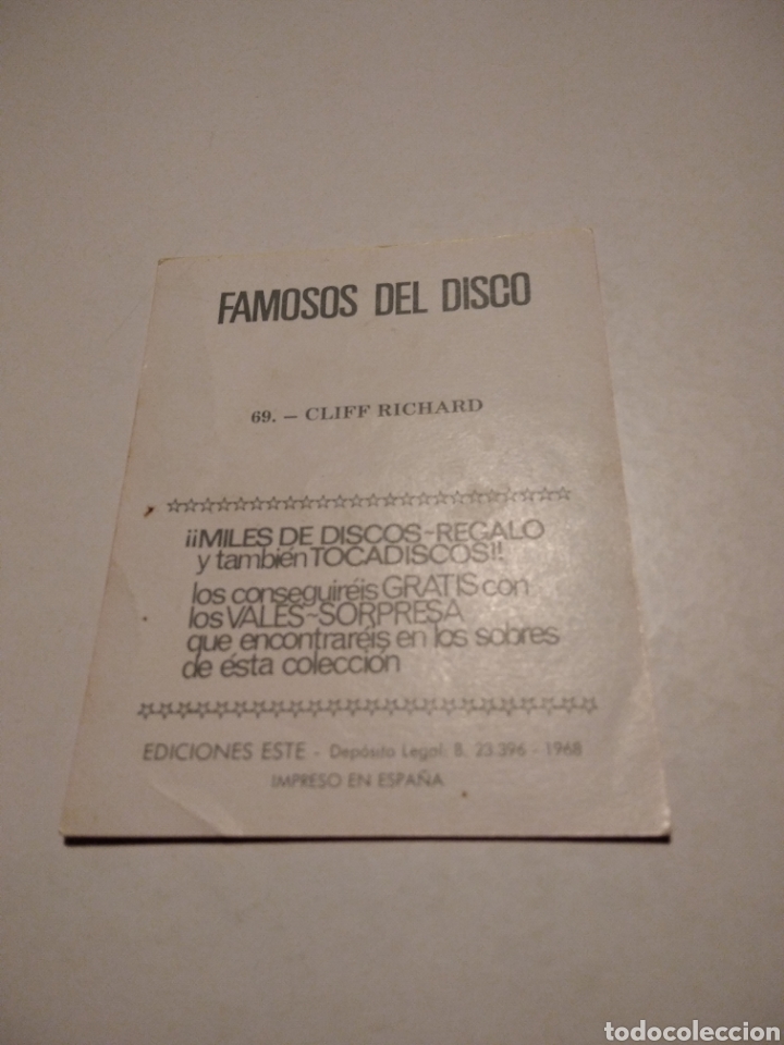 Coleccionismo cromos antiguos: Cliff Richard cromo - Foto 2