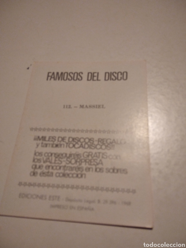 Coleccionismo cromos antiguos: Massiel famosos del disco - Foto 2