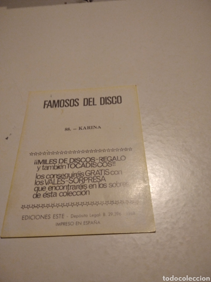 Coleccionismo cromos antiguos: Karina famosos del disco - Foto 2
